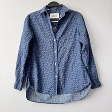 Grayson The Hero Button-Down Shirt Floral Print Long Sleeve Blue Size 1 XSmall