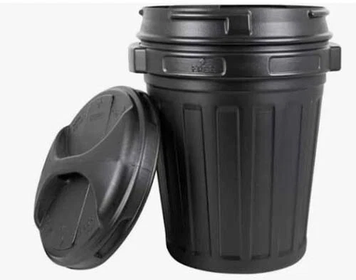 BIDONE RIFIUTI 70 LT NERO CON COPERCHIO A VITE - Immagine 2 di 3