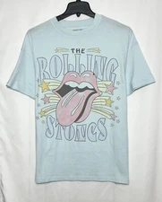 American Eagle Women’s Oversized Rolling Stones Graphic Tee Light Blue Size M