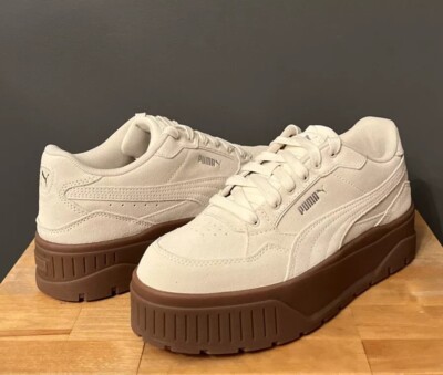 Puma Women Frosted Ivory Karmen II Idol Platform Suede Sneakers US NWOB 
