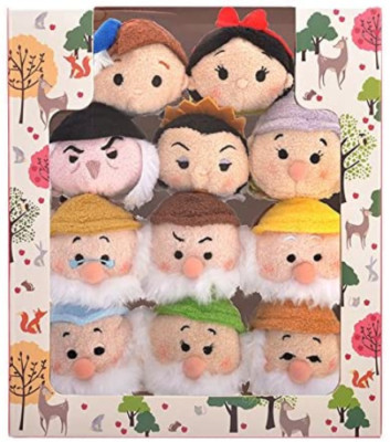 Disney Store TSUM TSUM Snow White and the Seven Dwarfs Plush Stuffed Toy set Box