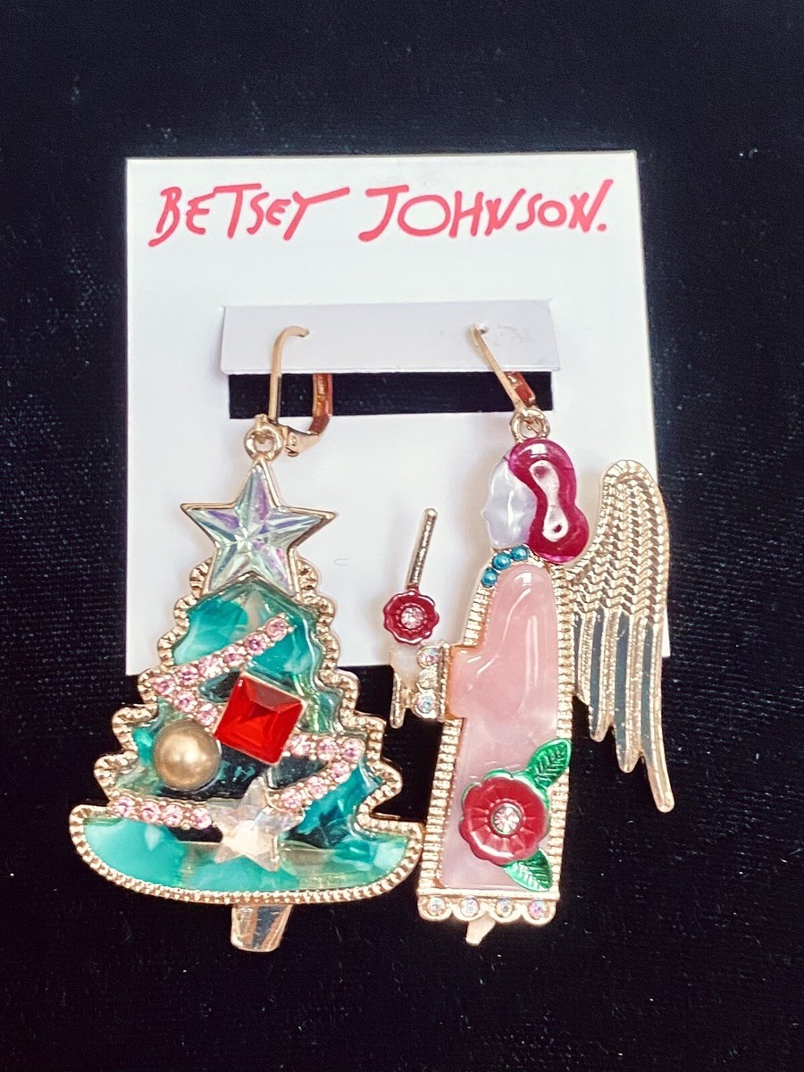 Boucles D'oreilles Betsey Johnson – Volcan Rouge Avec Cristaux – Émail Et Métal | Neuf Avec étiquettes