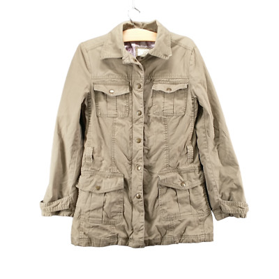 Luigi Bertolli Womens Utility Jacket Green 38 Full Zipper Snap Lined