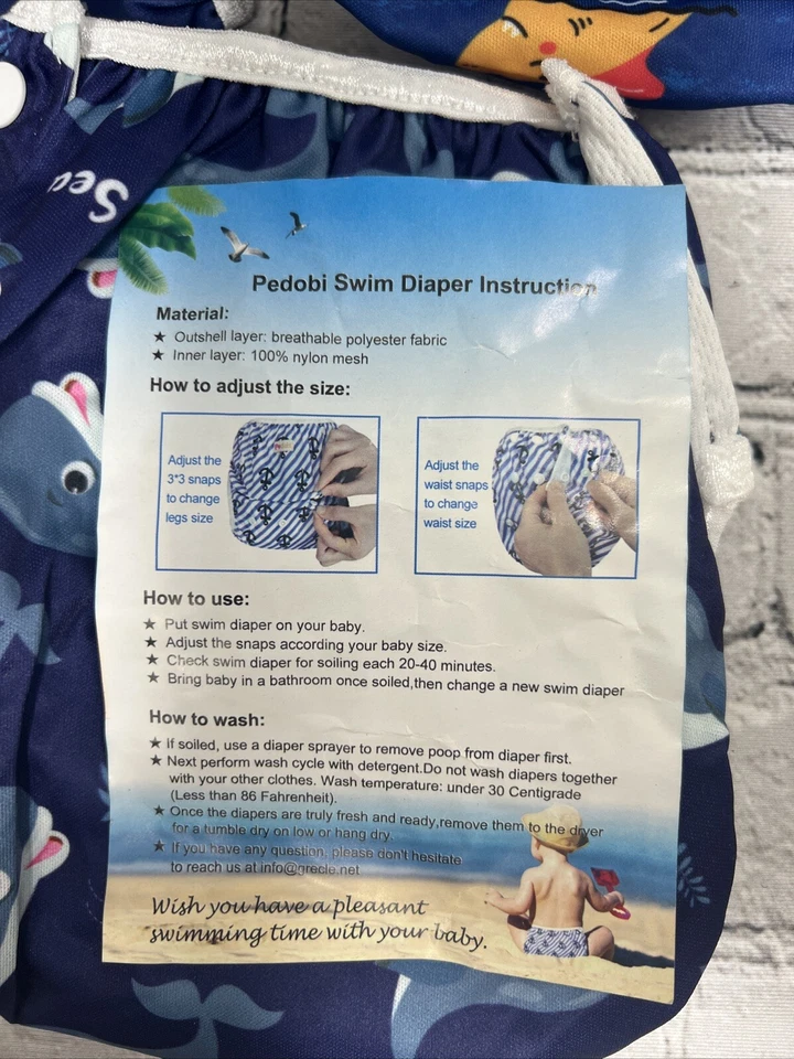 Baby Swim Diaper Size L NEW Whale Shark Sailboat Blue [pedobi] - Image 3 of 4