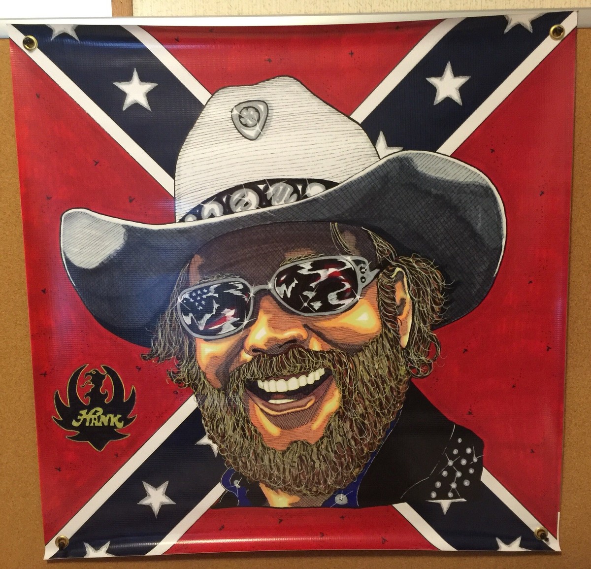 28x28 Country Music Legend Hank Williams Jr Vinyl Portrait  PostersArtistSignedTK