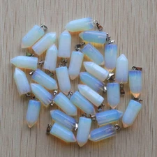 Wholesale 50pcs Opal Stone Hexagonal Pillar Pendants Necklace DIY Jewelry Making