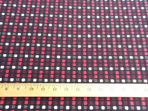 Tessuto moderno metà secolo GEOMETRICO tessuto quadrati nero bianco rosso cotone BTY - Foto 2 di 3