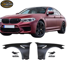 Fits 17-20 BMW 5-Series G30 G31 Metal Front Fenders Moulding With Side Marker