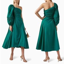 NWOT Ulla Johnson Fiorella One Shoulder Cotton Poplin Turquoise Midi sz 6