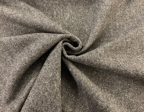 Abraham Moon Herringbone British Wool Fabric Deepdale Grey Coat Dressmaking - Picture 4 of 13