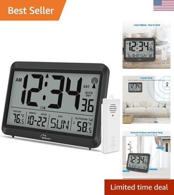 Elegant 8.5'' Digital Atomic Clock - Automatic Time Adjust & Temperature Info