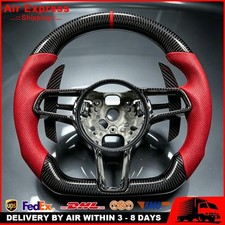 Carbon Fibre Red Steering Wheel For Porsche Panamera Macan Cayenne Taycan Cayman
