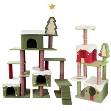 Indoor Tall Christmas Tree Cat Tower with Condos Scratching Post Pet Play House