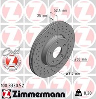 2X Zimmermann Bremsscheibe Sport Z 100.3330.52 FüR Audi A4 B8 A5 1LT B9 1LY 1LB