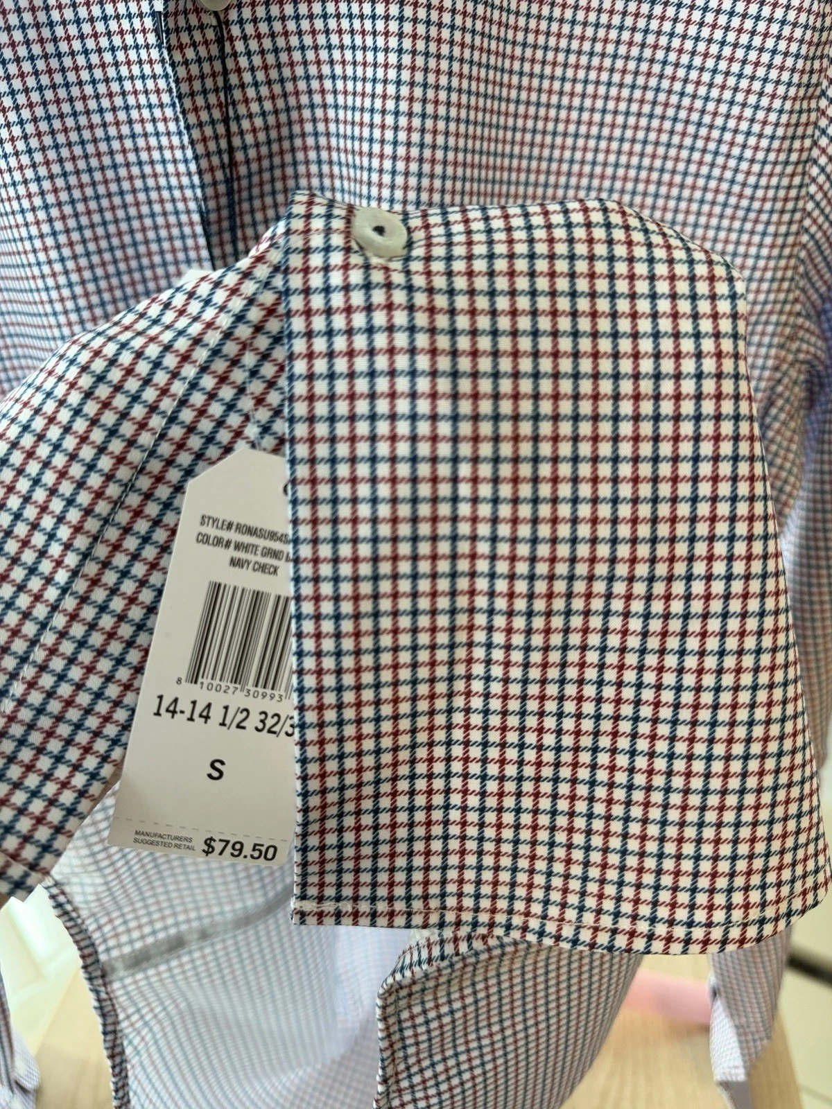 Nautica Men’s Small S Plaid Check Button Down Shirt Red Navy White NWT image 8