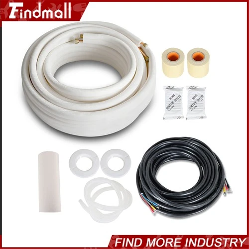 Findmall 50 Feet Mini Split Installation Kit - 1/4" & 3/8" Copper Line Set