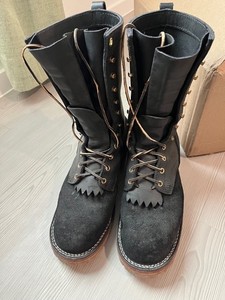Nicks Handmade Boots Mens 9 FF Black Leather Logger Work Boots Cap Toe Kiltie Nicks Boots Black | eBay main image 3