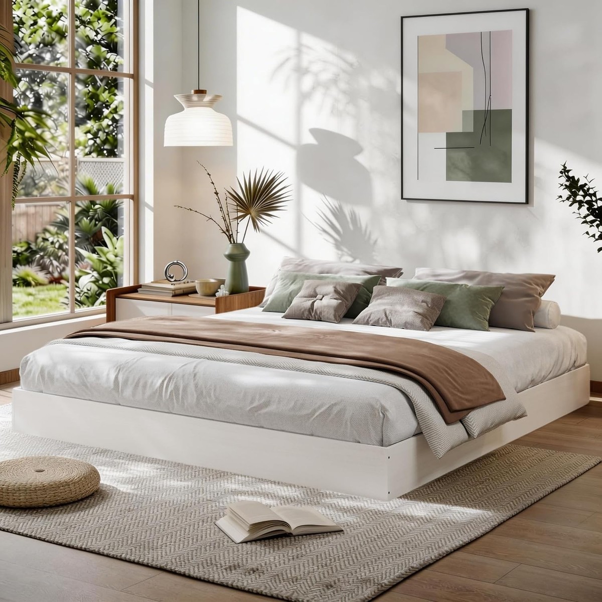 ウッドプラットフォームベッド　クイーンサイズ Twin Queen Full King Size Sturdy wood Platform Bed Frame Wood Slat
