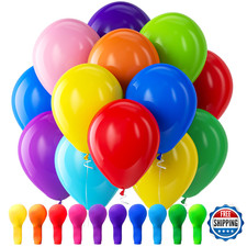 Bezente 100pk 12" Rainbow Latex Balloons, Assorted Bright Colors, Helium Quality