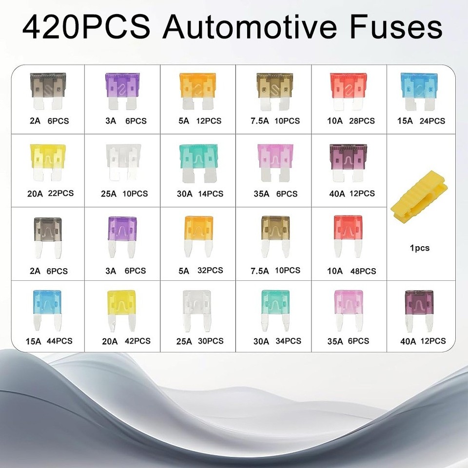 420Pcs 12V Auto Blade Fuse Assortment Kit Set Car Truck Motorcycle RV ...