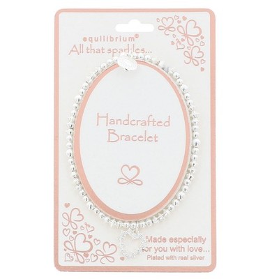 Equilibrium All That Sparkles versilbertes Herz Bettelarmband Geschenk
