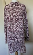 Pretty Little Thing High Neck Long Sleeve Tunic  Dress Size UK 10 Burgundy Red