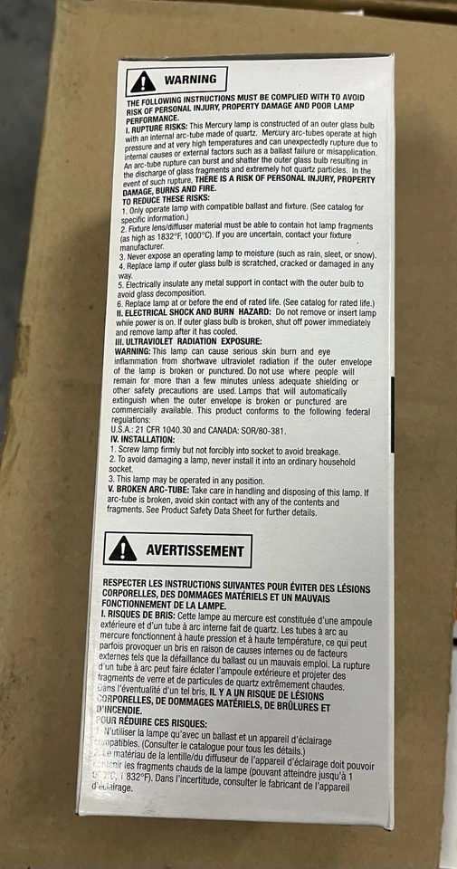 (19)- Sylvania H38JA-100/DX Mercury 100W H38 Lamp Light Bulb E39 MOGUL , ET23.5 - Image 4 of 4