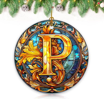 26 Letters Christmas Tree Decorations Pendant, Ceramic Christmas Initial Letters