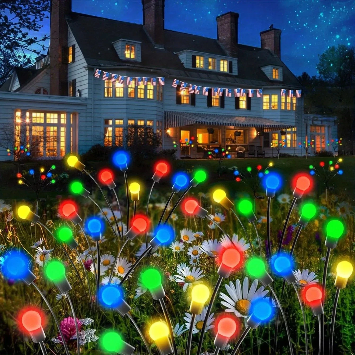 8 LED Solar Firefly Light Garden Waterproof Swaying Lamp Outdoor Landscape Decor