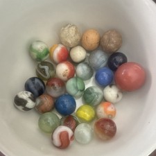 1940s Mixed Style Marbles Lot, Assorted Colors Patterns Possible Stone Marbles