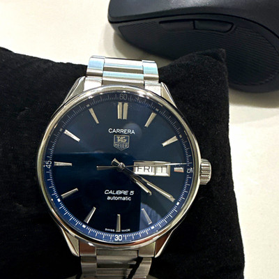 TAG Heuer Carrera Calibre 5 Automatic 41mm Blue Dial Steel Bracelet w/ Box