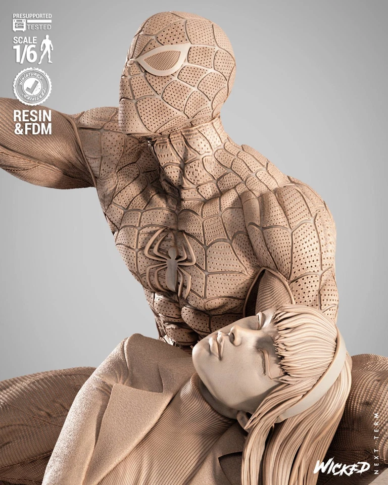 Diorama impreso en 3D Fan Art Spiderman y Gwen Stacy de Wicked Foto 2 de 4