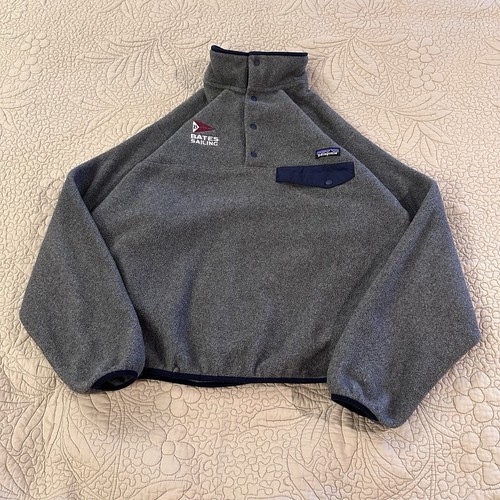 Patagonia Synchilla Snap-T Fleece Grey Embroidered Sz M Bates Sailing Pullover - Afbeelding 6 van 13