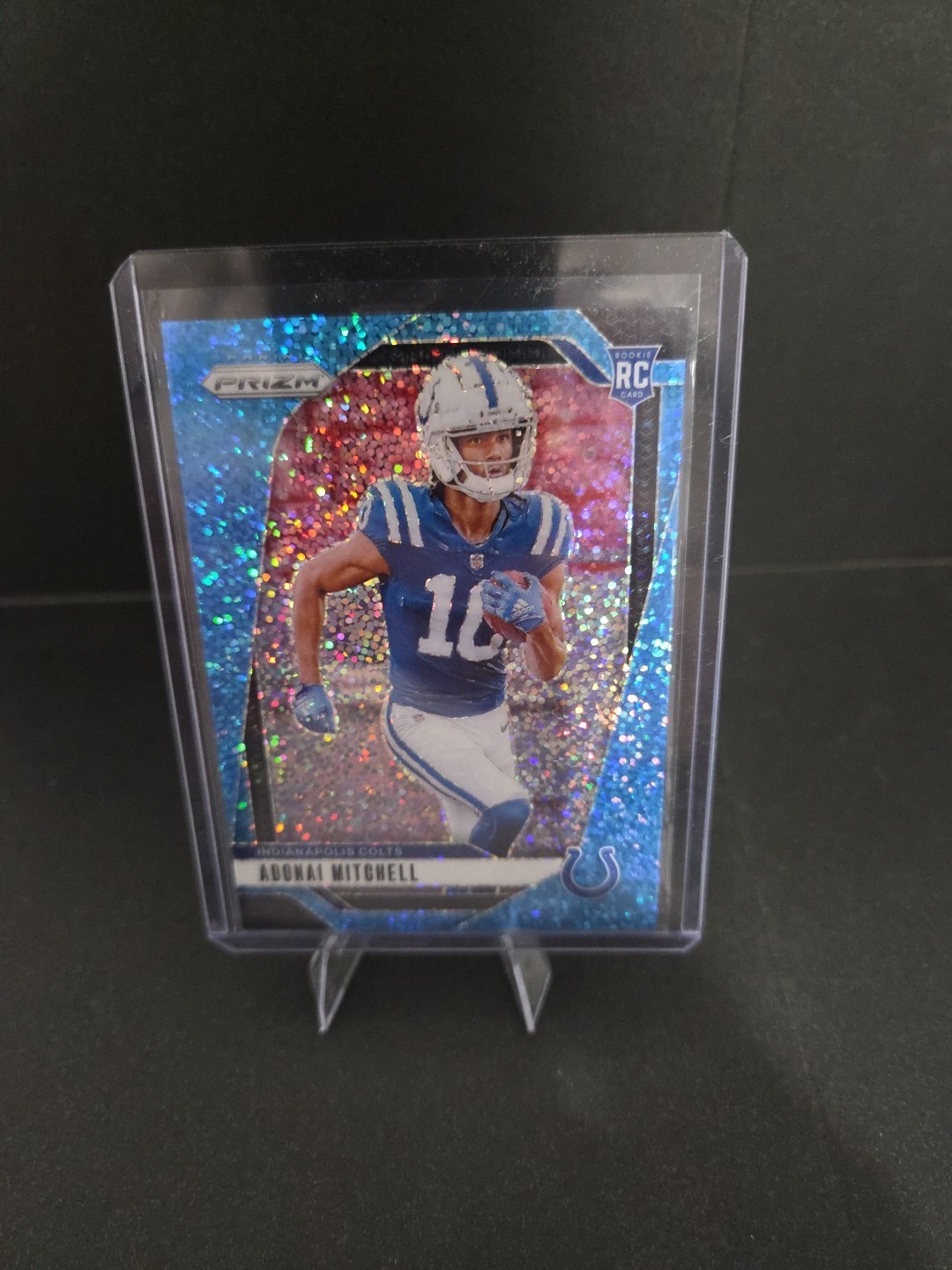 Adonai Mitchell 2024 Panini Prizm #303 Blue Sparkle Rookie RC /96