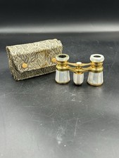 Antique Mother of Pearl Brass Opera Glasses w/ Box Working Condition