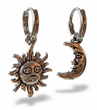 Silver Sun and Moon Earrings Hoop Huggie Drop Celestial Boho Jewellery Womens UK