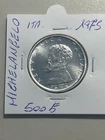 ITALY SILVER REPUBLIC 500 LIRE 1975 MICHELANGELO COMM BIRTH UNC.