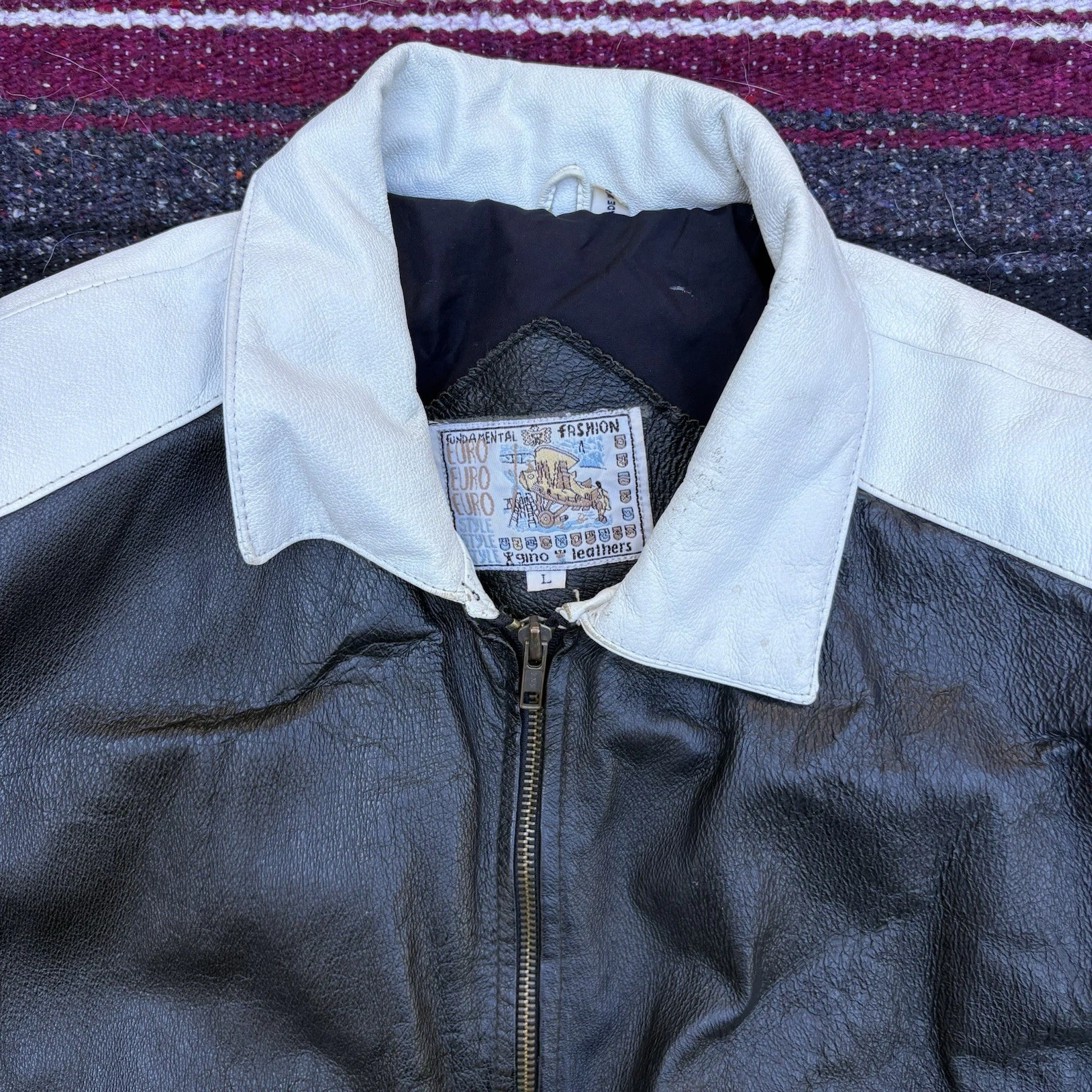 vintage 80s gino leather usa american flag racing bomber jacket L easy rider image 5