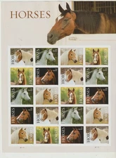 USPS Horses sheet of 20 1 ounce letter rate stick on stamps sent from OKC, OK