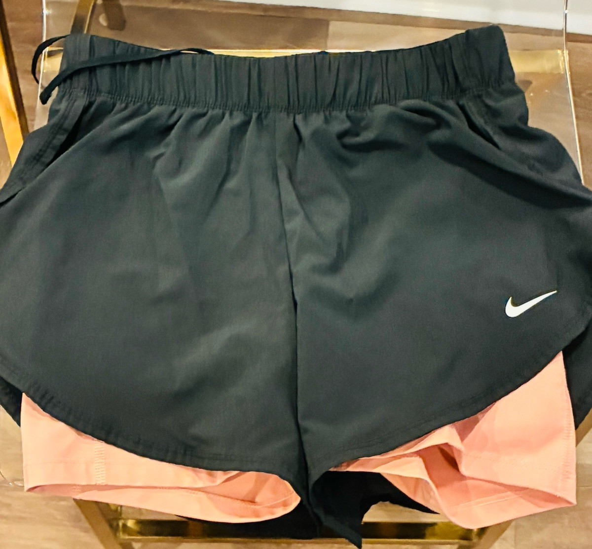 Nike Dri-FIT Women’s Lined Running Shorts Black/Pink Elastic Waist Size S