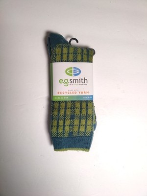 E.G. Smith- Woman's tall socks - Teal - recycled yarn- Made in USA **E7**