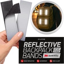 Reflective Backpack Bands | 3M Scotchlite Reflectors | Hook-And-Loop Closure | 1