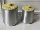 Vintage Kromex Aluminum Kitchen Canisters Sugar & Coffee Yellow Lids Estate Item — photo 1