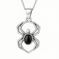 Spinne Obsidian AnhäNger Edelstein Kristall 925 Sterling Silber Schmuck & Box