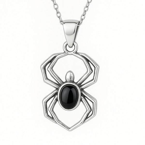 Spinne Obsidian AnhäNger Edelstein Kristall 925 Sterling Silber Schmuck & Box-image