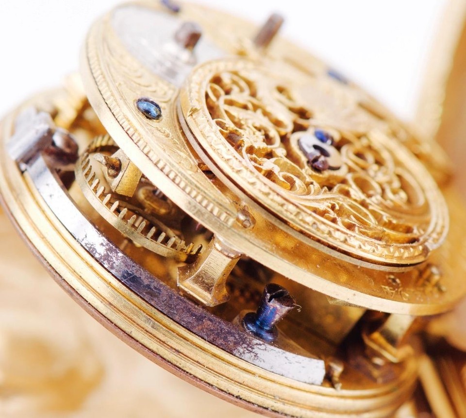 Antique French Pocket Watch Verge Fusee Memento Mori Skull Case by ...