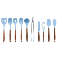 The Pioneer Woman 10-Piece Silicone and Acacia Wood Handle Cooking Utensils Set,