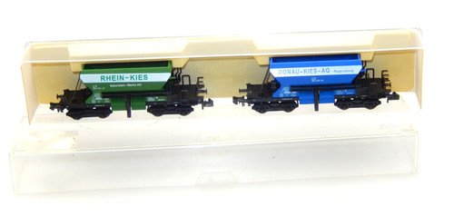 Fleischmann Spur N 998525 K - 2 Schotterwagen Rhein-Kies, Donau-Kies | Condition: Gebraucht