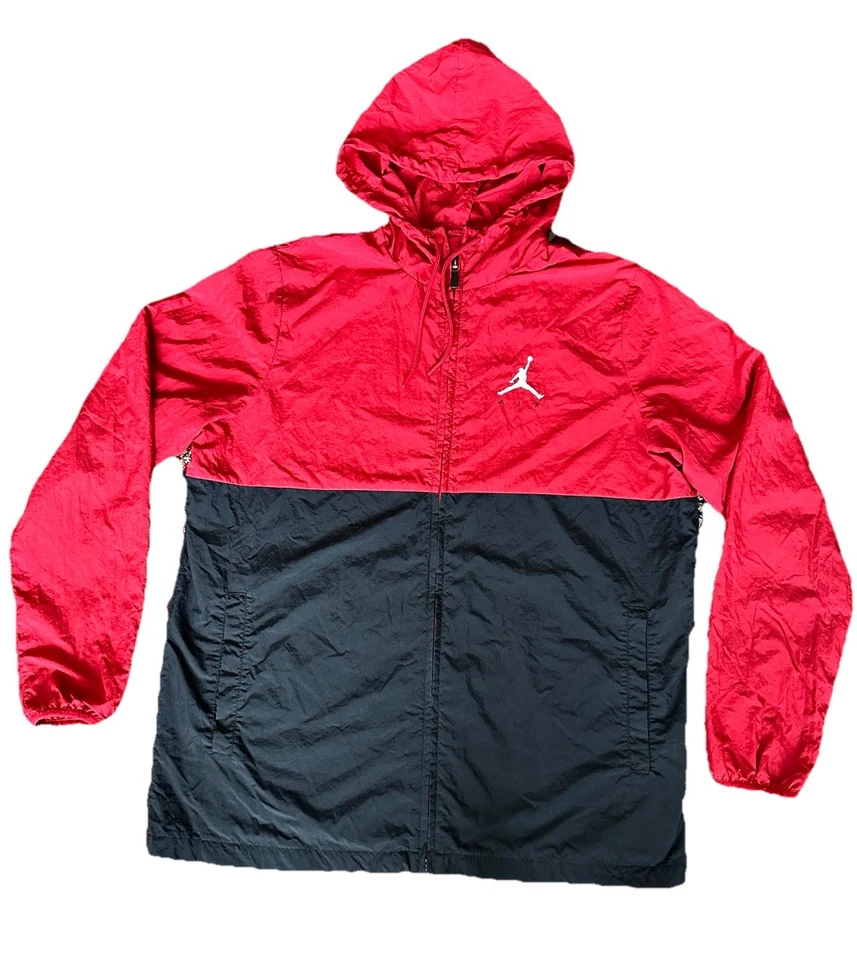 Chaqueta cortavientos Air Jordan Jumpman para hombre mediana roja con logotipo en bloques de colores con capucha Foto 2 de 4