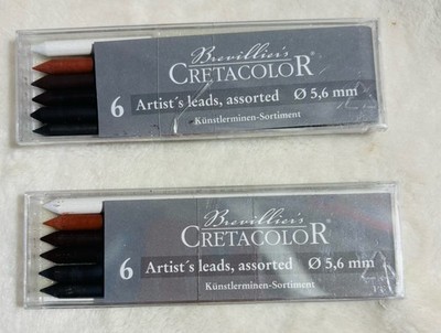 2 Sets Brevillier's Cretacolor Artist's Drawing Leads 5, 6 mm Assorted Colors
